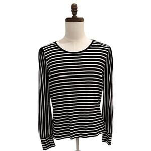 Anne Klein Black/White Striped Blouse